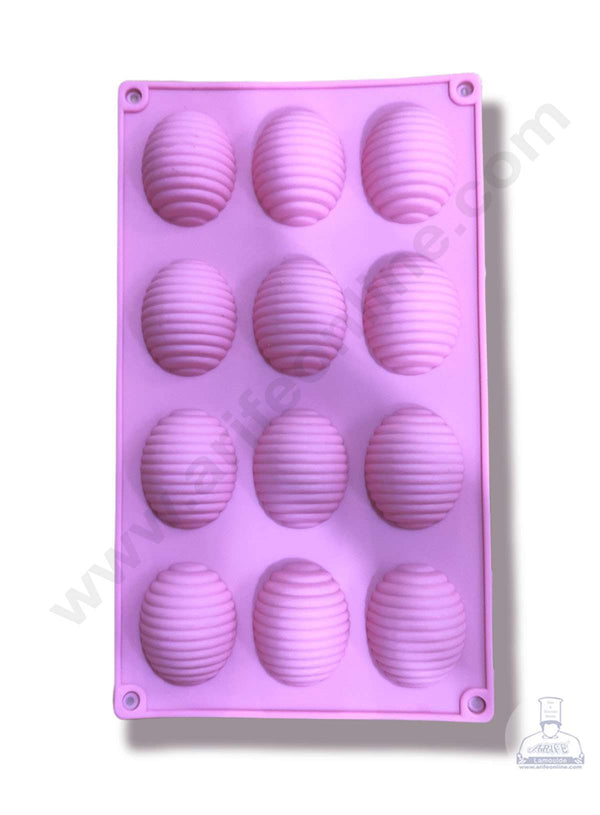CAKE DECOR™ Silicon 12 Cavity Frill Oval Shape Muffin Cupcake Mould SBSM-805