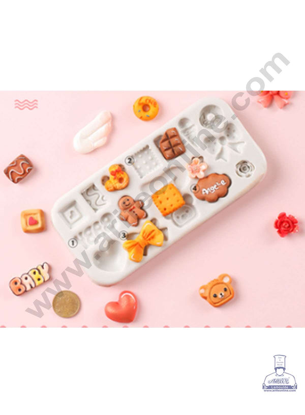 CAKE DECOR™ Silicon 17 Cavity Bow Heart Baby Ice Cream Shape Silicone Fondant Mold Silicon Marzipan Mould SBSP‐DYF6013