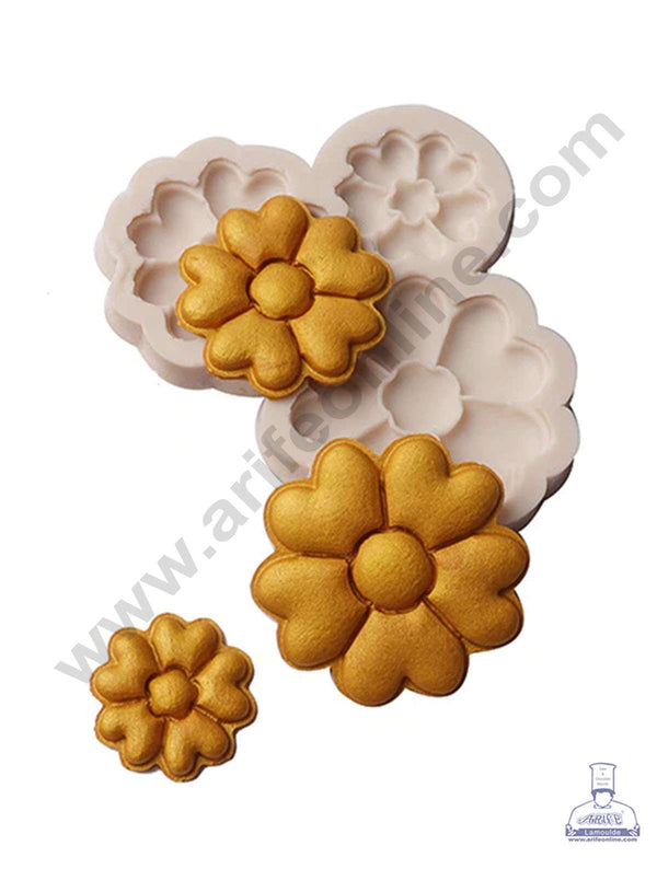 CAKE DECOR™ Silicon 3 Cavity Flower Shape Silicone Fondant Mold Silicon Marzipan Mould SBSP‐DYF6835