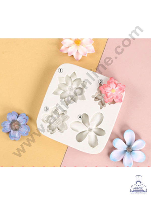 CAKE DECOR™ Silicon 4 Cavity Flowers Shape Silicone Fondant Mold Silicon Marzipan Mould SBSP-DYF6017