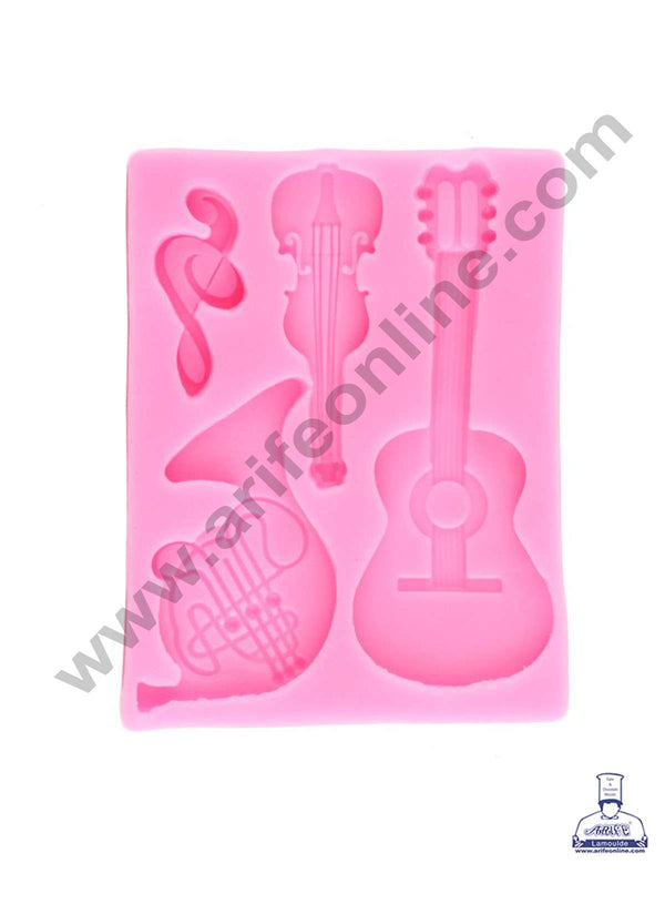CAKE DECOR™ Silicon 4 Cavity Music Instruments Silicone Fondant Mold Marzipan Mould SBSP‐F1653F