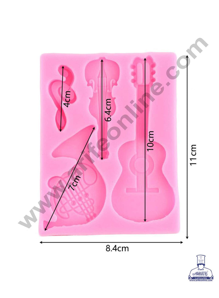 CAKE DECOR™ Silicon 4 Cavity Music Instruments Silicone Fondant Mold Marzipan Mould SBSP‐F1653F