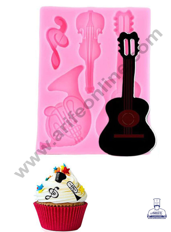 CAKE DECOR™ Silicon 4 Cavity Music Instruments Silicone Fondant Mold Marzipan Mould SBSP‐F1653F
