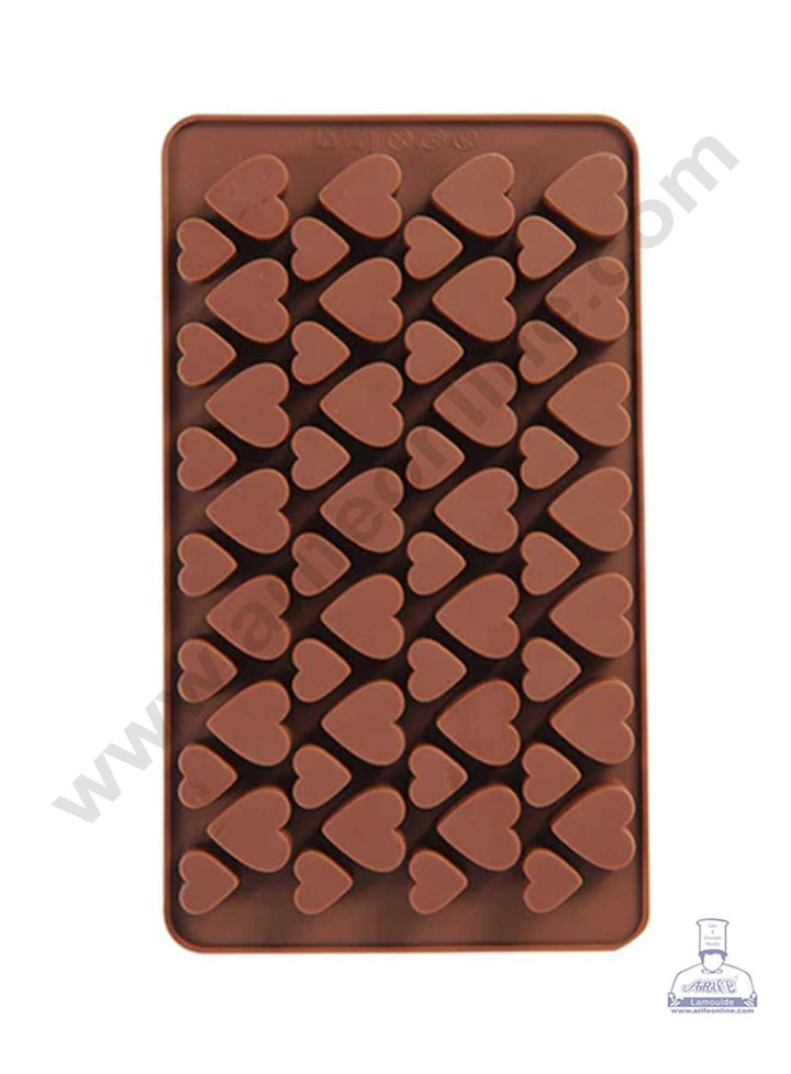 CAKE DECOR™ Silicon 56 Cavity Mini Heart Brown Chocolate Mould, Ice Mould, Chocolate Decorating Mould SBCM-731