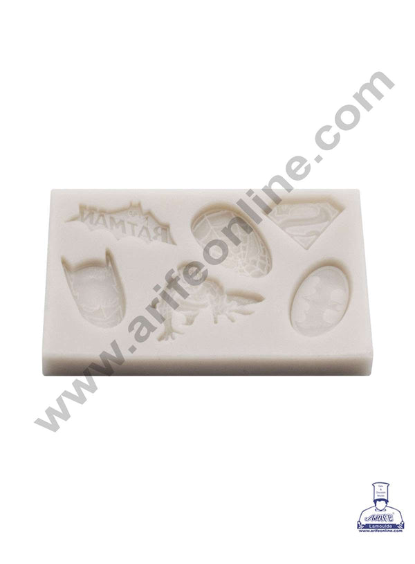 CAKE DECOR™ Silicon 6 Cavity Batman Spiderman logo Silicone Fondant Mold Marzipan Mould SBSP-F1654F