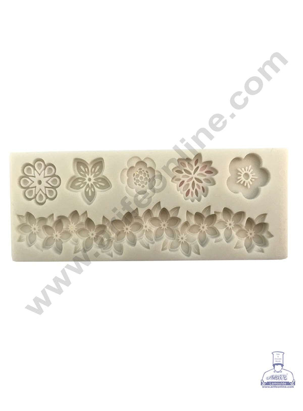 CAKE DECOR™ Silicon 6 Cavity Flower and Flower Lace Shapes Silicone Fondant Mold Marzipan Mould SBSP‐DYF6080