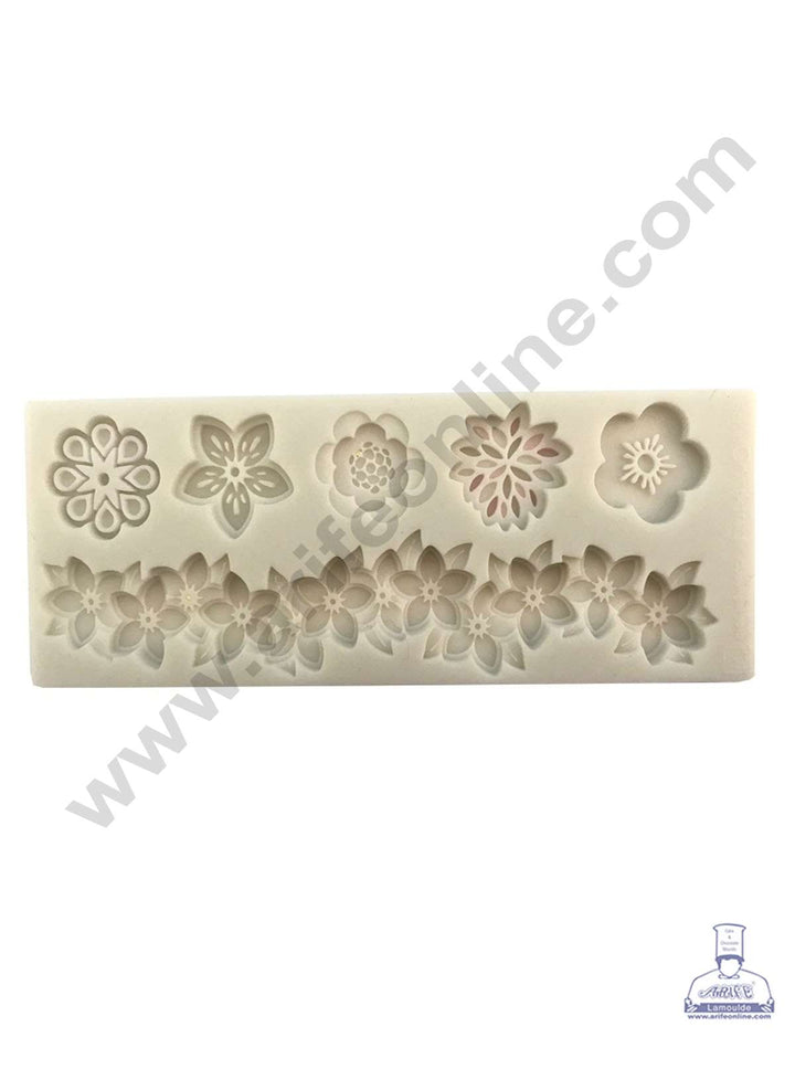 CAKE DECOR™ Silicon 6 Cavity Flower and Flower Lace Shapes Silicone Fondant Mold Marzipan Mould SBSP‐DYF6080