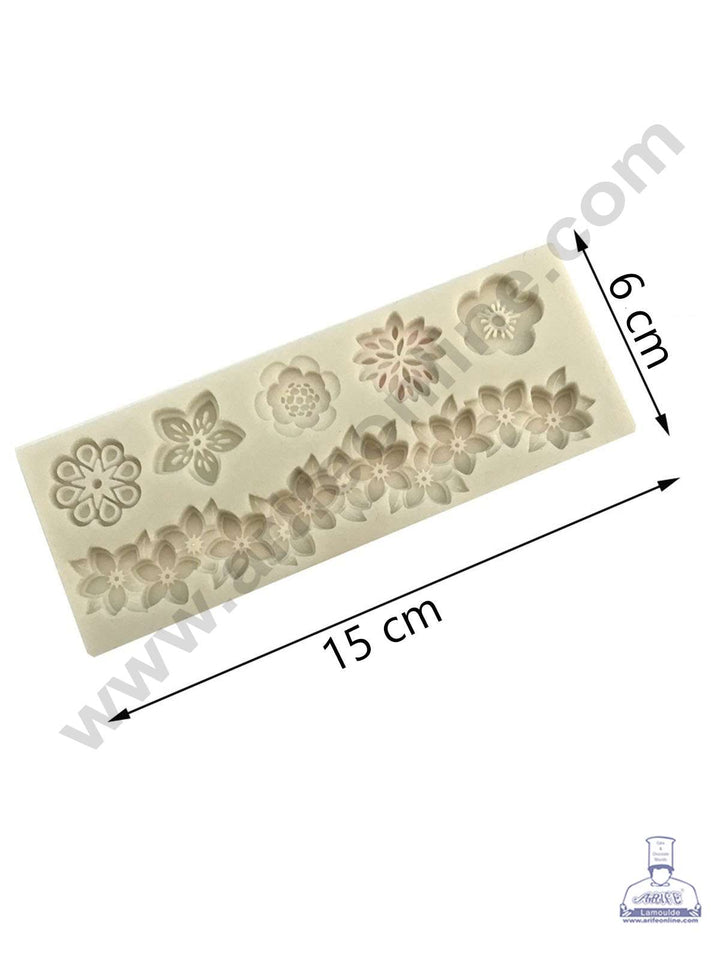 CAKE DECOR™ Silicon 6 Cavity Flower and Flower Lace Shapes Silicone Fondant Mold Marzipan Mould SBSP‐DYF6080