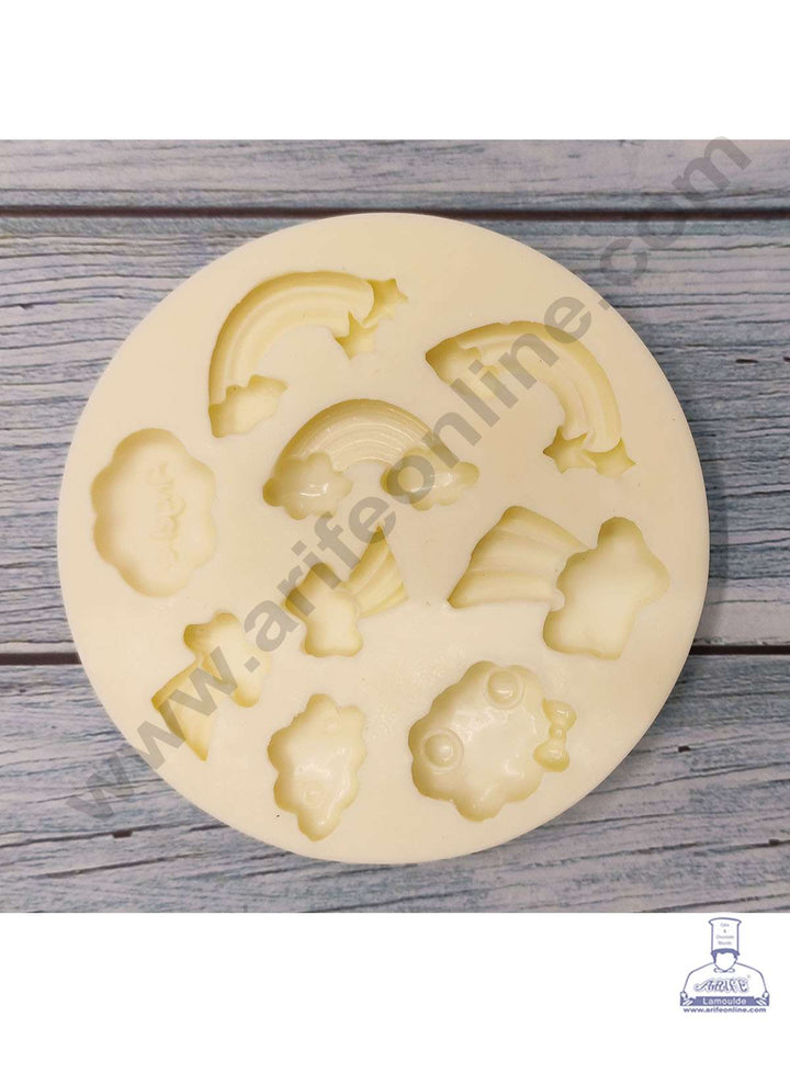 CAKE DECOR™ Silicon 9 Cavity Cloud and Rainbow Silicone Fondant Mold Silicon Marzipan Mould SBSP‐DYF6528