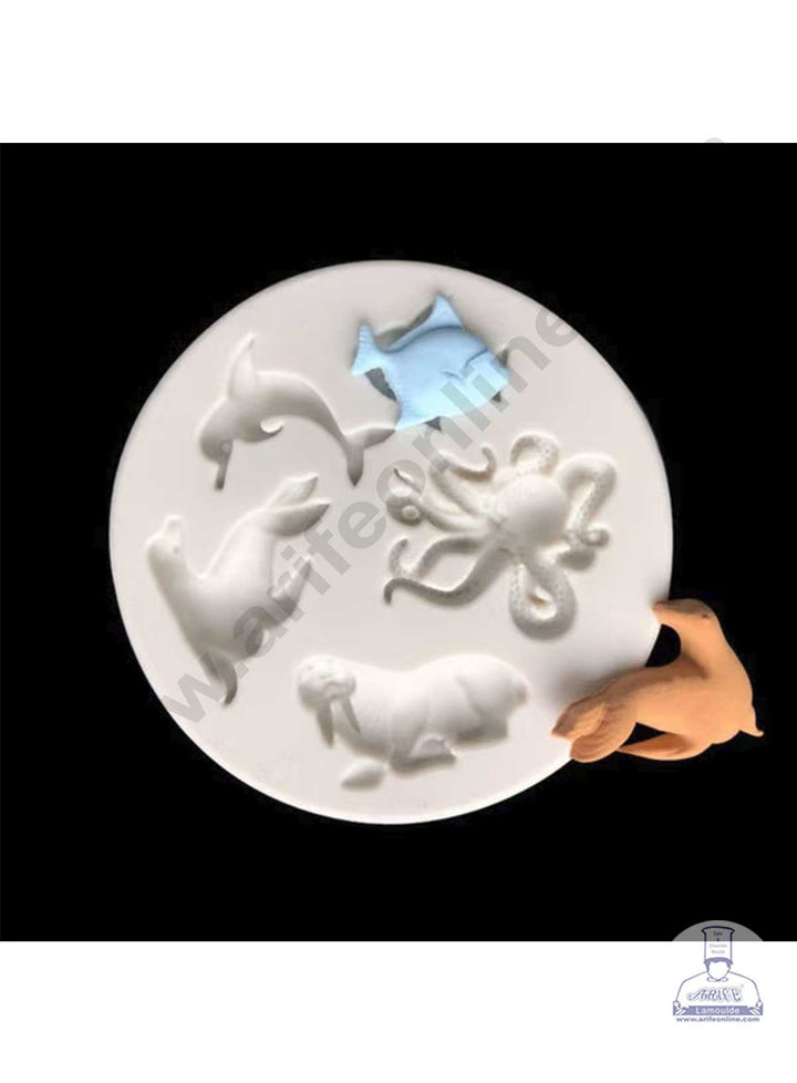 CAKE DECOR™ Silicon Sea Animals Seal Octopus Dolphin Fondant Mould Clay Mould Marzipan Mould