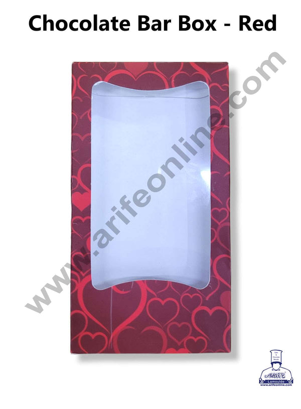 CAKE DECOR™ Medium Chocolate Bar Box - Red Heart ( Pack of 10 Pcs )