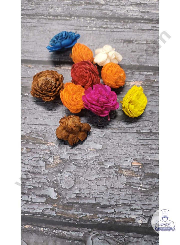 CAKE DECOR™ Sola Wooden Dried Rose For Decoration – Multi Color ( 10 pc pack )