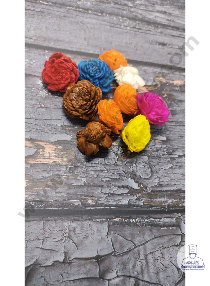 CAKE DECOR™ Sola Wooden Dried Rose For Decoration – Multi Color ( 10 pc pack )