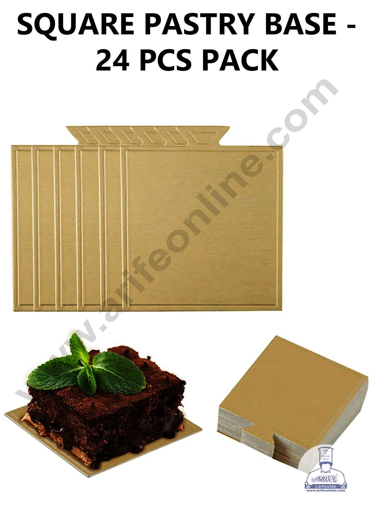 CAKE DECOR™ Square Pastry Base Boards - Gold ( 24 Pcs Pack ) – Arife ...