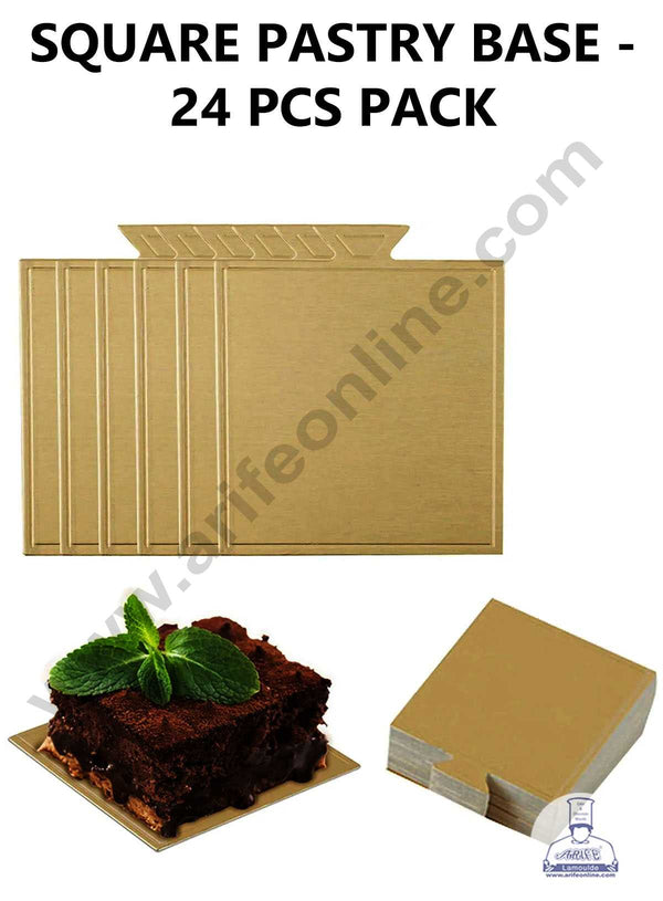 CAKE DECOR™ Square Pastry Base Boards - Gold ( 24 Pcs Pack )