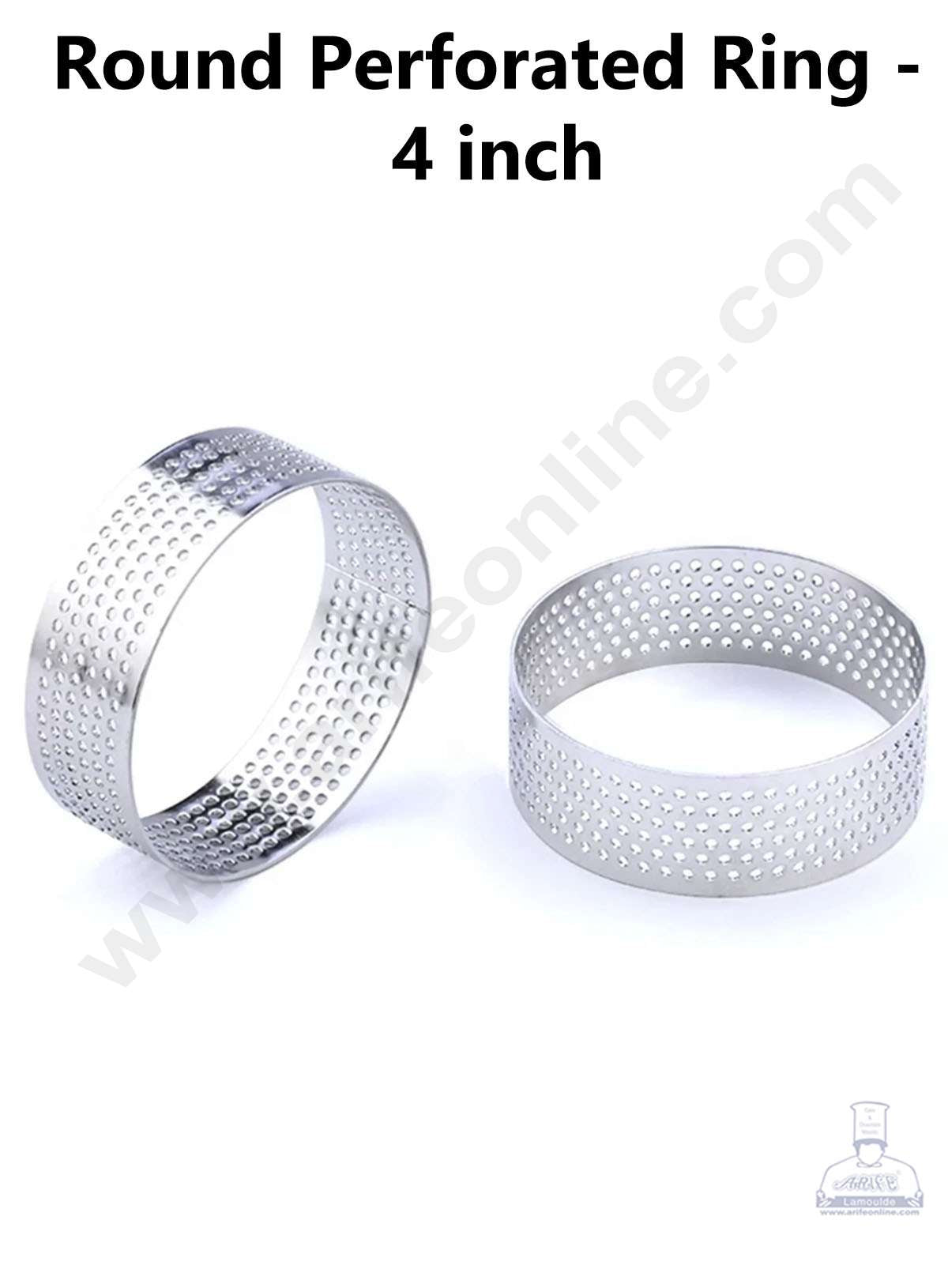 CAKE DECOR™ Stainless Steel Perforated Round Tart Cake Ring - 4 Inch ...