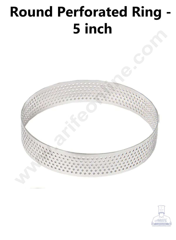 CAKE DECOR™ Stainless Steel Perforated Round Tart Cake Ring - 5 Inch