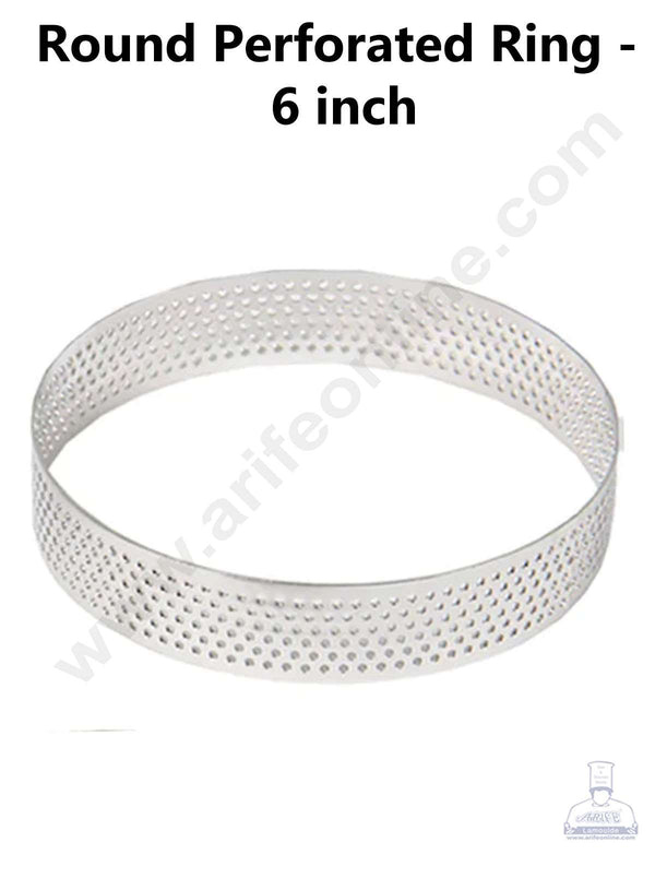 CAKE DECOR™ Stainless Steel Perforated Round Tart Cake Ring - 6 Inch
