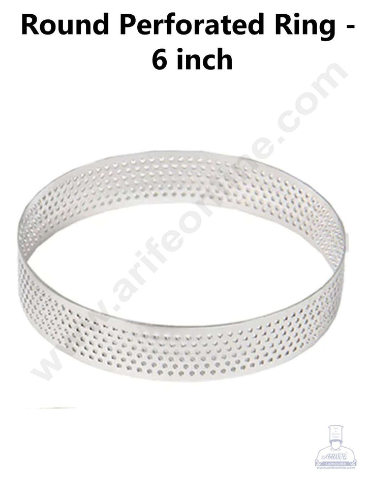 CAKE DECOR™ Stainless Steel Perforated Round Tart Cake Ring - 6 Inch