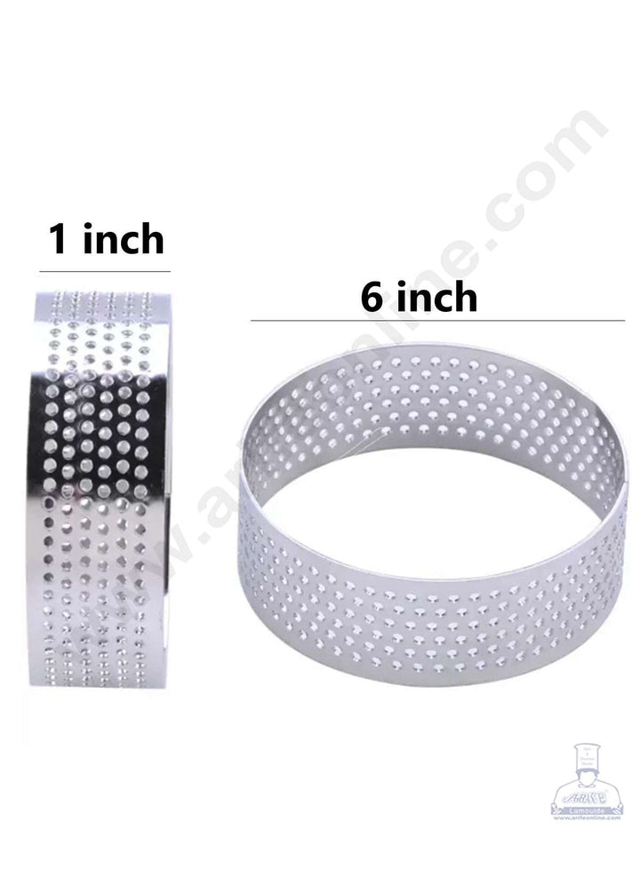 CAKE DECOR™ Stainless Steel Perforated Round Tart Cake Ring - 6 Inch