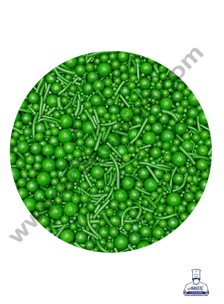 CAKE DECOR™ Sugar Candy - Mix Size Green Balls with Vermicelli Candy - 500 gm