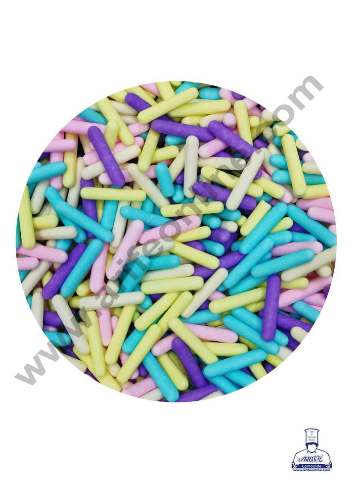 CAKE DECOR™ Sugar Candy - Multi Colour Matt Rod Jimmies Sprinkles and Candy - 500 gm