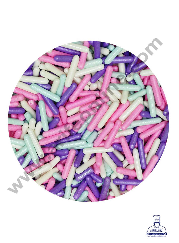 CAKE DECOR™ Sugar Candy - Multi Colour Shiny Rod Jimmies Sprinkles and Candy - 100 gm