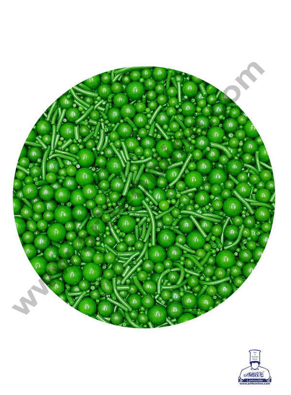 CAKE DECOR™ Sugar Candy – Mix Size Green Balls with Vermicelli Candy – 100 gm