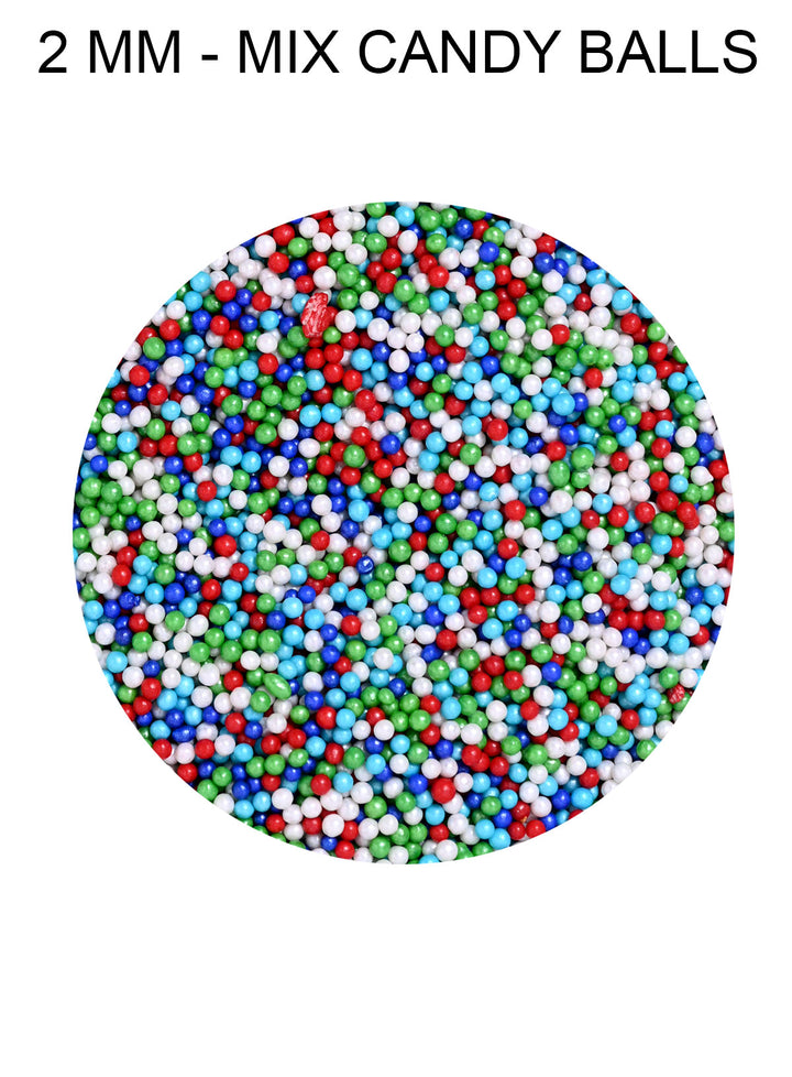 CAKE DECOR™ Sugar Sprinkles and Candy - Christmas 2mm Mix Candy Balls 005 - 70 gm