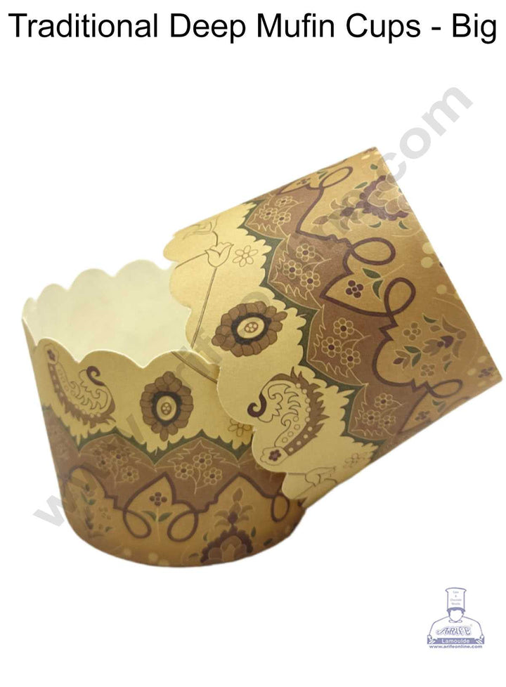 CAKE DECOR™ Traditional Design Big Deep Muffin Cupcake Liners ( 50Pcs Pack ) – Design 3