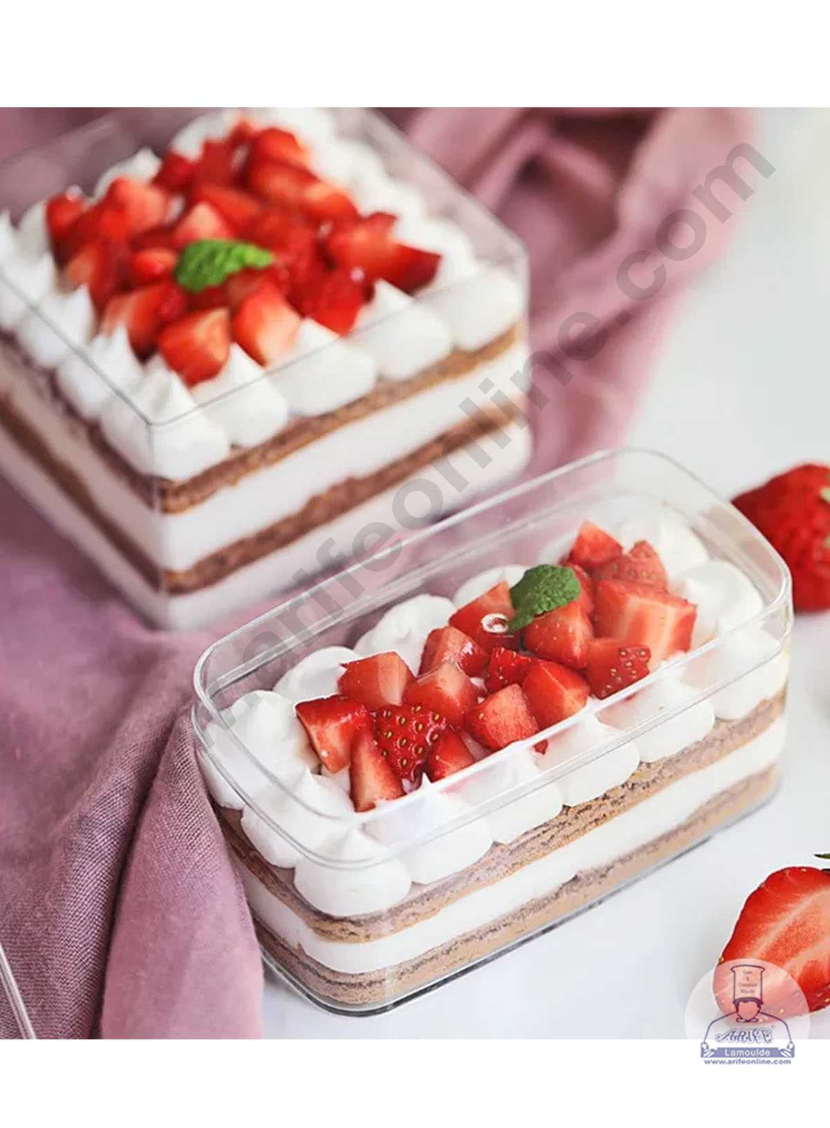 CAKE DECOR™ Transparent Acrylic Dessert Rectangle Tub With Lid (Pack o ...