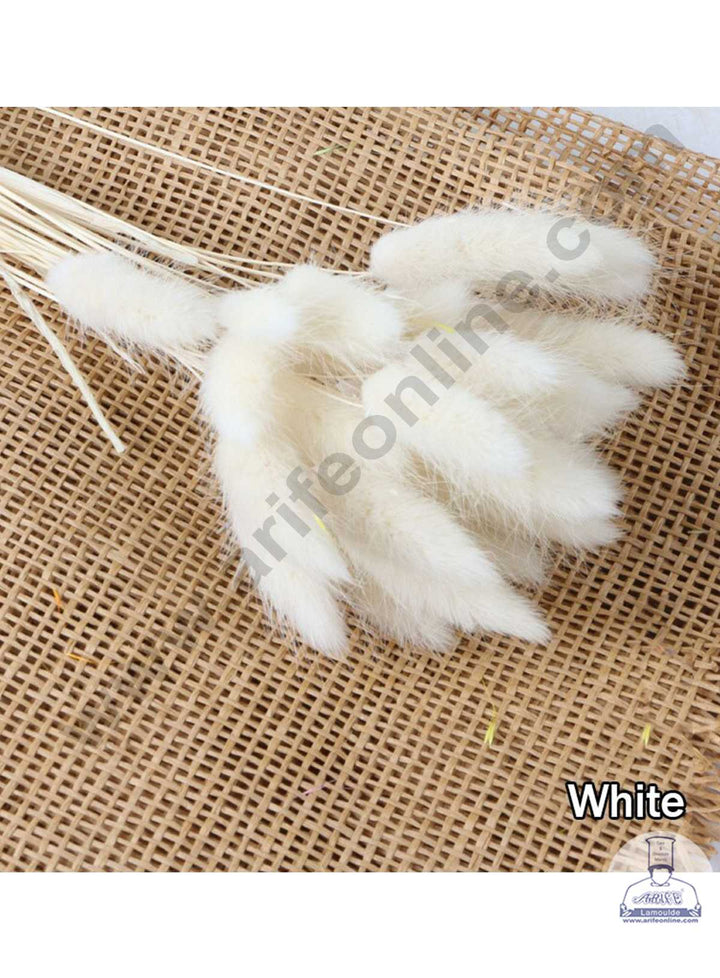 CAKE DECOR™ White Color Natural Bunny Tail For Cake Decoration Bouquet Wedding Party Centerpieces Decorative – White ( 50 pcs pack)