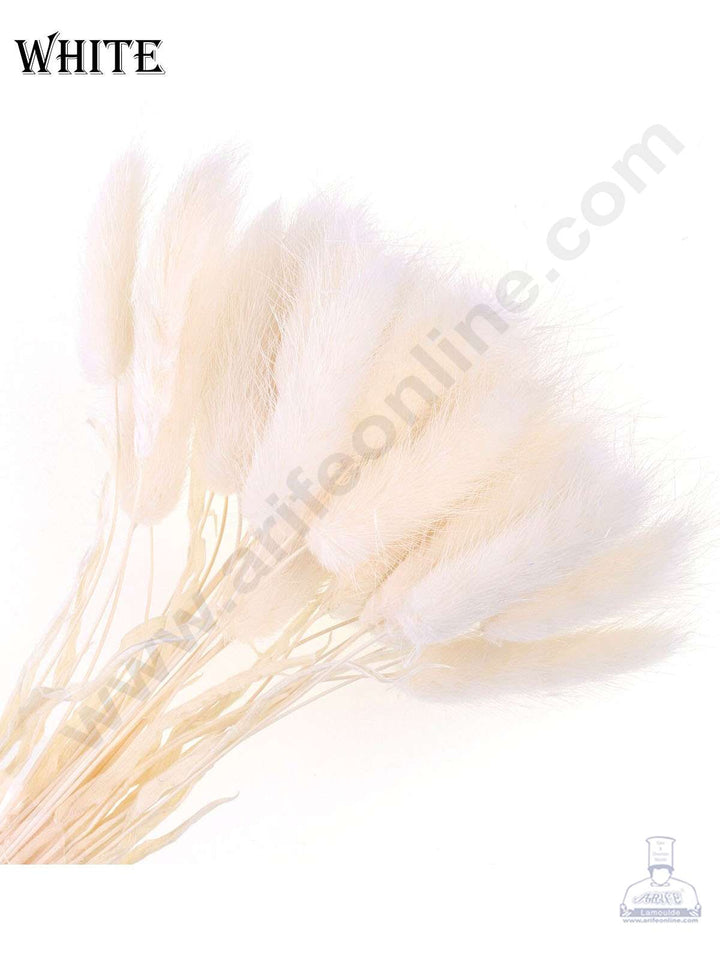 CAKE DECOR™ White Color Natural Bunny Tail For Cake Decoration Bouquet Wedding Party Centerpieces Decorative – White ( 50 pcs pack)