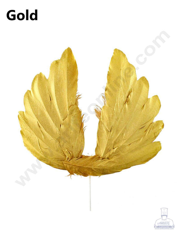 CAKE DECOR™ Wing Feather Topper For Cake Decorations - Gold( 1 pc Pack )