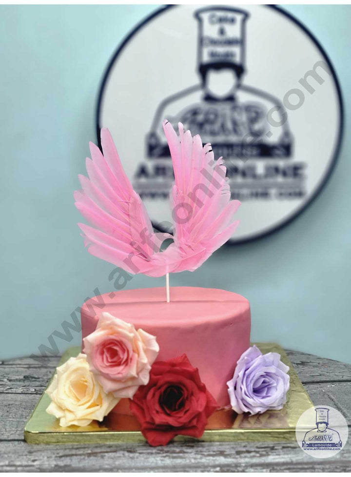 CAKE DECOR™ Wing Feather Topper For Cake Decorations - Pink ( 1 pc Pack )