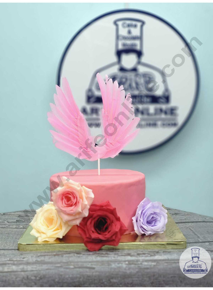CAKE DECOR™ Wing Feather Topper For Cake Decorations - Pink ( 1 pc Pack )