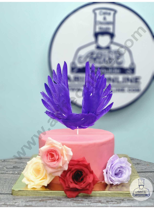 CAKE DECOR™ Wing Feather Topper For Cake Decorations - Purple ( 1 pc Pack )