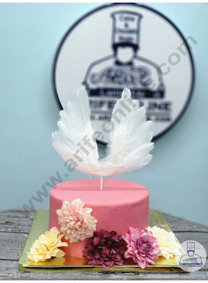 CAKE DECOR™ Wing Feather Topper For Cake Decorations - White ( 1 pc Pack )