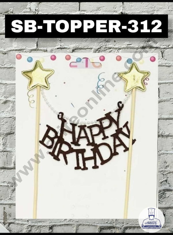 CAKE DECOR™ 1pcs Brown Happy Birthday Hanging Topper For Cake Decoration( SB-TOPPER-312-Brown)