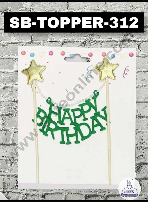 CAKE DECOR™ 1pcs Green Happy Birthday Hanging Topper For Cake Decoration( SB-TOPPER-312-Green )