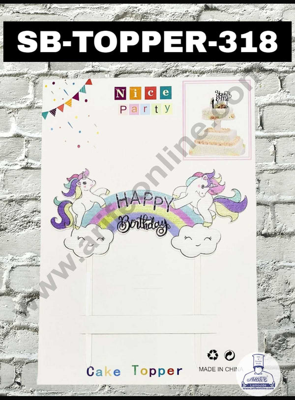 CAKE DECOR™ 1pcs Happy Birthday Unicorn Theme Topper For Cake Decoration( SB-TOPPER-318 )