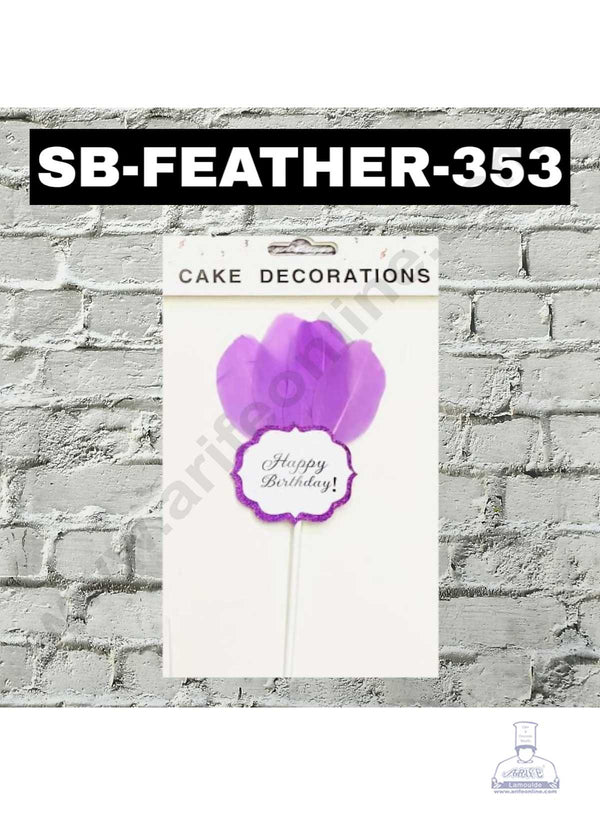 CAKE DECOR™ 1pcs Purple Happy Birthday Feather Topper For Cake Decoration ( SB-FEATHER-353-PHB )