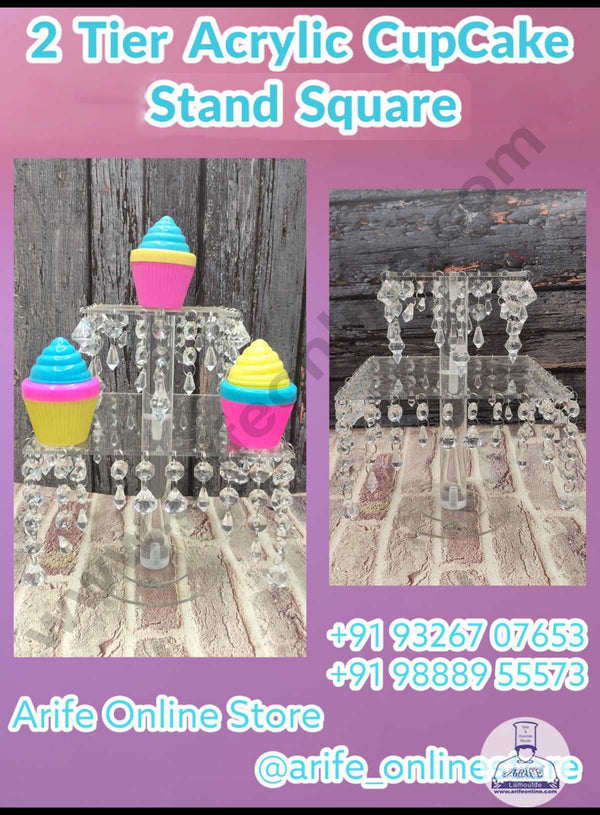 CAKE DECOR™ 2 Tier Acrylic Square Cupcake Stand (SBCS-2Tier)