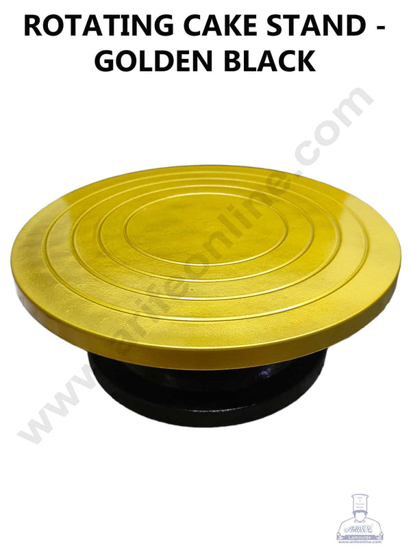 CAKE DECOR™ 360 Degree Rotating Cake Stand Cake Decorating Turntable, Golden & Black 12-inch