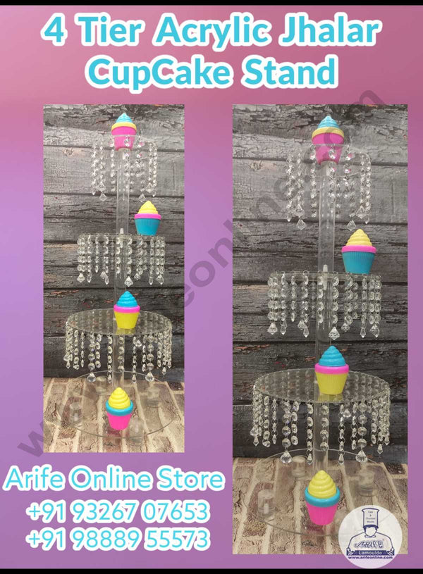 CAKE DECOR™ 4 Tier Acrylic Round Jhaalar Cupcake Stand (SB-Jhaalar-02)