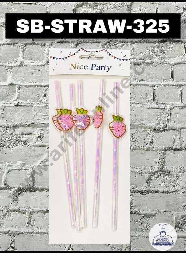 CAKE DECOR™ 5pcs Strawberry  Straw Topper For Cake Decoration( SB-STRAW-325-Straw )