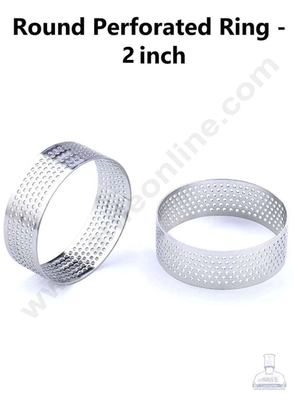 CAKE DECOR™ Stainless Steel Perforated Round Tart Cake Ring - 2 Inch