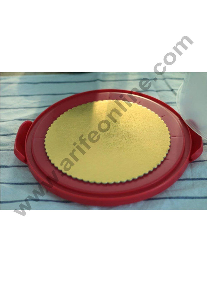 Cake Decor Gold Design Flower Print Glossy Corrugated Cake Board Base 12 Inch Diameter for Half Kg Cakes- Pack of 10Pcs