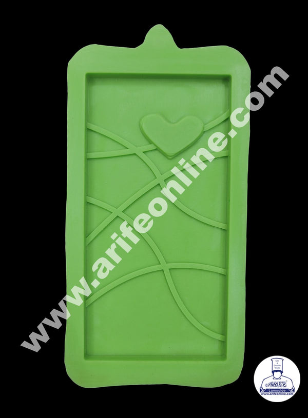 Cake Decor 1 Cavity Heart With Lines Shape Silicone Bar Mold Chocolate Mould ( SBCM-690)