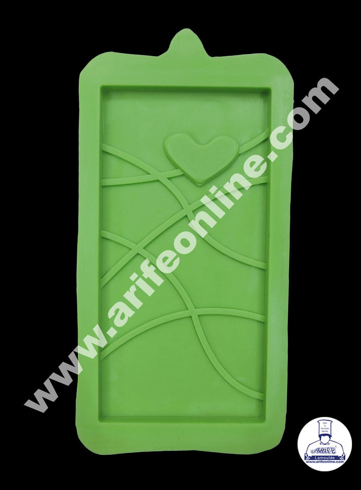 Cake Decor 1 Cavity Heart With Lines Shape Silicone Bar Mold Chocolate Mould ( SBCM-690)